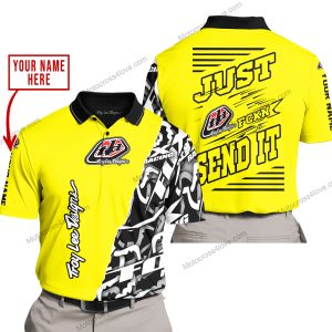 PREMIUM MX - LIMITED EDITION JUST FCKN GONNA SEND IT - CUSTOM NAME - TROY LEE DESIGNS - YELLOW - POLO SHIRT