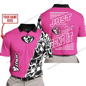 PREMIUM MX - LIMITED EDITION JUST FCKN GONNA SEND IT - CUSTOM NAME - THOR - PINK 1 - POLO SHIRT