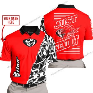 PREMIUM MX - LIMITED EDITION JUST FCKN GONNA SEND IT - CUSTOM NAME - THOR - RED - POLO SHIRT