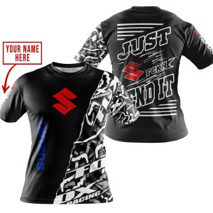 PREMIUM MX - LIMITED EDITION JUST FCKN GONNA SEND IT - CUSTOM NAME - SUZUKI - BLACK - T-SHIRT