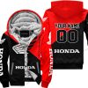 PREMIUM GIFT - CUSTOM NAME - HONDA - RED - FLEECE ZIP HOODIE