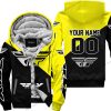 PREMIUM GIFT - CUSTOM NAME - FLY RACING - YELLOW - FLEECE ZIP HOODIE