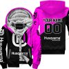 PREMIUM GIFT - CUSTOM NAME - HUSQVARNA - PINK - FLEECE ZIP HOODIE