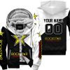 PREMIUM GIFT - CUSTOM NAME - ROCKSTAR ENERGY - WHITE - FLEECE ZIP HOODIE