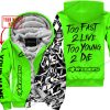 TOO FAST TO LIVE TOO YOUNG TO DIE - LIMITED EDITION - CUSTOM NAME - ALPINESTARS - GREEN - FLEECE ZIP HOOODIE