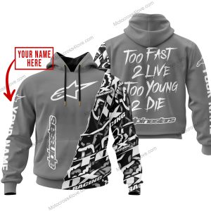 TOO FAST TO LIVE TOO YOUNG TO DIE - LIMITED EDITION - CUSTOM NAME - ALPINESTARS - GREY