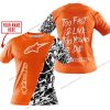 TOO FAST TO LIVE TOO YOUNG TO DIE - LIMITED EDITION - CUSTOM NAME - ALPINESTARS - ORANGE - T-SHIRT