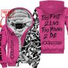 TOO FAST TO LIVE TOO YOUNG TO DIE - LIMITED EDITION - CUSTOM NAME - ALPINESTARS - PINK 1 - FLEECE ZIP HOOODIE