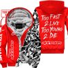 TOO FAST TO LIVE TOO YOUNG TO DIE - LIMITED EDITION - CUSTOM NAME - ALPINESTARS - RED - FLEECE ZIP HOOODIE