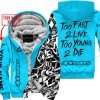 TOO FAST TO LIVE TOO YOUNG TO DIE - LIMITED EDITION - CUSTOM NAME - ALPINESTARS - SKY BLUE - FLEECE ZIP HOOODIE