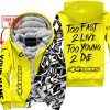 TOO FAST TO LIVE TOO YOUNG TO DIE - LIMITED EDITION - CUSTOM NAME - ALPINESTARS - YELLOW - FLEECE ZIP HOOODIE