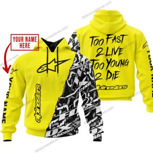 TOO FAST TO LIVE TOO YOUNG TO DIE - LIMITED EDITION - CUSTOM NAME - ALPINESTARS - YELLOW