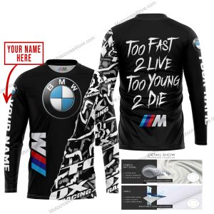 TOO FAST TO LIVE TOO YOUNG TO DIE - LIMITED EDITION - CUSTOM NAME - BMW - BLACK - JERSEY
