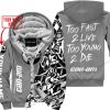 TOO FAST TO LIVE TOO YOUNG TO DIE - LIMITED EDITION - CUSTOM NAME - CAN AM - GREY - FLEECE ZIP HOOODIE