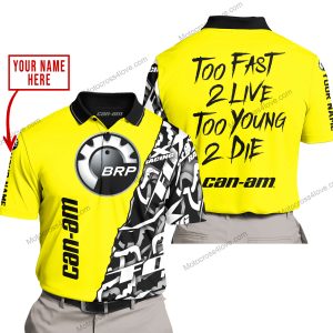 TOO FAST TO LIVE TOO YOUNG TO DIE - LIMITED EDITION - CUSTOM NAME - CAN AM - YELLOW - POLO SHIRT