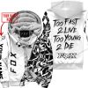 TOO FAST TO LIVE TOO YOUNG TO DIE - LIMITED EDITION - CUSTOM NAME - FOX RACING - WHITE - FLEECE ZIP HOOODIE