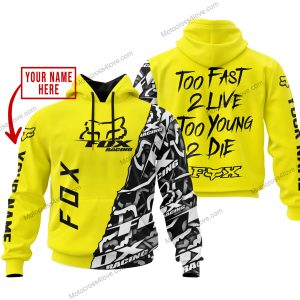 TOO FAST TO LIVE TOO YOUNG TO DIE - LIMITED EDITION - CUSTOM NAME - FOX RACING - YELLOW