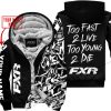 TOO FAST TO LIVE TOO YOUNG TO DIE - LIMITED EDITION - CUSTOM NAME - FXR - BLACK - FLEECE ZIP HOOODIE
