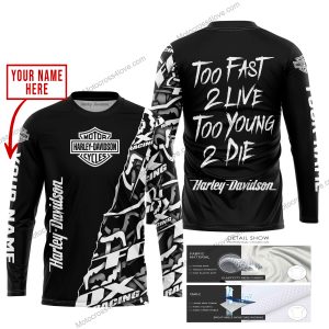 TOO FAST TO LIVE TOO YOUNG TO DIE - LIMITED EDITION - CUSTOM NAME - HARLEY-DAVIDSON - BLACK - JERSEY