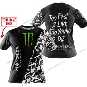 TOO FAST TO LIVE TOO YOUNG TO DIE - LIMITED EDITION - CUSTOM NAME - MONSTER - BLACK - T-SHIRT