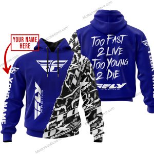 TOO FAST TO LIVE TOO YOUNG TO DIE - LIMITED EDITION - CUSTOM NAME - FLY RACING - NAVY