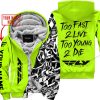 TOO FAST TO LIVE TOO YOUNG TO DIE - LIMITED EDITION - CUSTOM NAME - FLY RACING - NEON - FLEECE ZIP HOOODIE