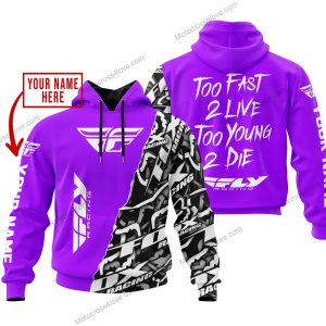 TOO FAST TO LIVE TOO YOUNG TO DIE - LIMITED EDITION - CUSTOM NAME - FLY RACING - PURPLE