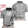 TOO FAST TO LIVE TOO YOUNG TO DIE - LIMITED EDITION - CUSTOM NAME - HUSQVARNA - GREY - POLO SHIRT