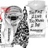 TOO FAST TO LIVE TOO YOUNG TO DIE - LIMITED EDITION - CUSTOM NAME - HUSQVARNA - WHITE - FLEECE ZIP HOOODIE