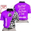TOO FAST TO LIVE TOO YOUNG TO DIE - LIMITED EDITION - CUSTOM NAME - SEA DOO - PURPLE - POLO SHIRT