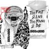 TOO FAST TO LIVE TOO YOUNG TO DIE - LIMITED EDITION - CUSTOM NAME - SEA DOO - WHITE - FLEECE ZIP HOOODIE