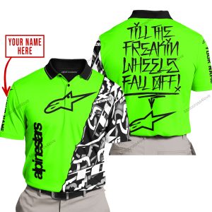 TILL THE FUCKIN FREAKIN TRAINING WHEEL FALL OFF - LIMITED EDITION - CUSTOM NAME - ALPINESTARS - GREEN - POLO SHIRT