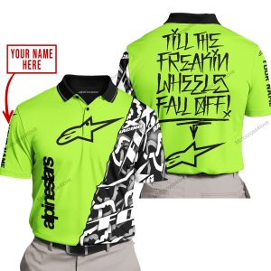 TILL THE FUCKIN FREAKIN TRAINING WHEEL FALL OFF - LIMITED EDITION - CUSTOM NAME - ALPINESTARS - GREEN 1 - POLO SHIRT
