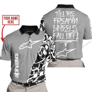 TILL THE FUCKIN FREAKIN TRAINING WHEEL FALL OFF - LIMITED EDITION - CUSTOM NAME - ALPINESTARS - GREY - POLO SHIRT