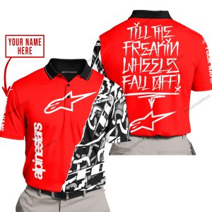 TILL THE FUCKIN FREAKIN TRAINING WHEEL FALL OFF - LIMITED EDITION - CUSTOM NAME - ALPINESTARS - RED - POLO SHIRT