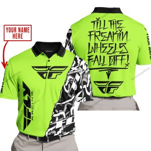 TILL THE FUCKIN FREAKIN TRAINING WHEEL FALL OFF - LIMITED EDITION - CUSTOM NAME - FLY RACING - GREEN 1 - POLO SHIRT