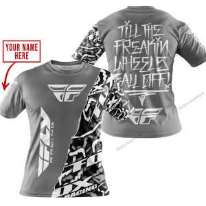 TILL THE FUCKIN FREAKIN TRAINING WHEEL FALL OFF - LIMITED EDITION - CUSTOM NAME - FLY RACING - GREY - T-SHIRT