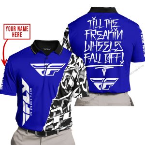 TILL THE FUCKIN FREAKIN TRAINING WHEEL FALL OFF - LIMITED EDITION - CUSTOM NAME - FLY RACING - NAVY - POLO SHIRT