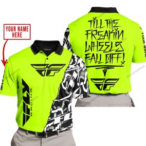 TILL THE FUCKIN FREAKIN TRAINING WHEEL FALL OFF - LIMITED EDITION - CUSTOM NAME - FLY RACING - NEON - POLO SHIRT