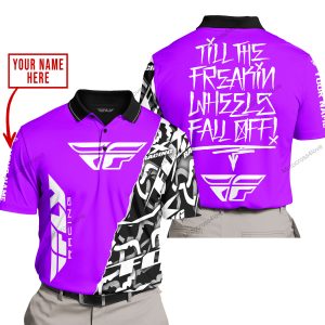 TILL THE FUCKIN FREAKIN TRAINING WHEEL FALL OFF - LIMITED EDITION - CUSTOM NAME - FLY RACING - PURPLE - POLO SHIRT