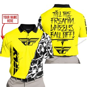 TILL THE FUCKIN FREAKIN TRAINING WHEEL FALL OFF - LIMITED EDITION - CUSTOM NAME - FLY RACING - YELLOW - POLO SHIRT