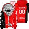 PREMIUM MX - CUSTOM NAME - HONDA - RED - FLEECE ZIP HOODIE