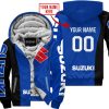 PREMIUM MX - CUSTOM NAME - SUZUKI - BLUE - FLEECE ZIP HOODIE