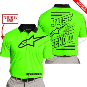 PREMIUM JUST FCKN GONNA SEND IT – CUSTOM NAME – ALPINESTARS - GREEN - POLO SHIRT