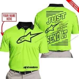PREMIUM JUST FCKN GONNA SEND IT – CUSTOM NAME – ALPINESTARS - GREEN 1 - POLO SHIRT