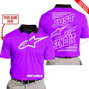 PREMIUM JUST FCKN GONNA SEND IT – CUSTOM NAME – ALPINESTARS - PURPLE - POLO SHIRT