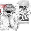 PREMIUM JUST FCKN GONNA SEND IT – CUSTOM NAME – ALPINESTARS - WHITE - FLEECE ZIP HOODIE