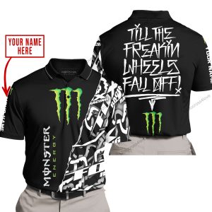 TILL THE FUCKIN FREAKIN TRAINING WHEEL FALL OFF - LIMITED EDITION - CUSTOM NAME - MONSTER - BLACK - POLO SHIRT