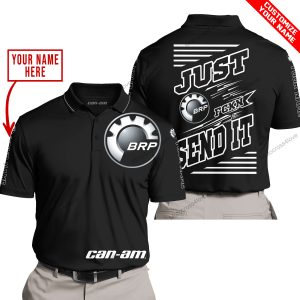 PREMIUM JUST FCKN GONNA SEND IT – CUSTOM NAME – CAN AM - BLACK - POLO SHIRT