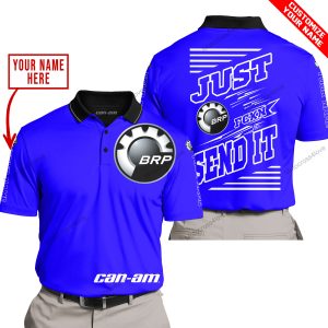 PREMIUM JUST FCKN GONNA SEND IT – CUSTOM NAME – CAN AM - BLUE - POLO SHIRT